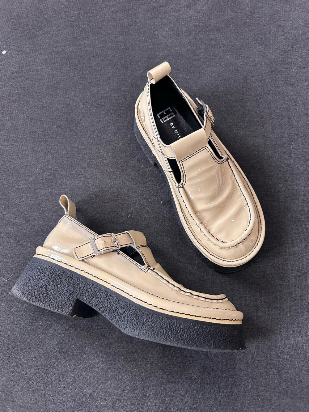 E8 By Miista Cathy Platform Mary Jane in Khaki 39 /8.5